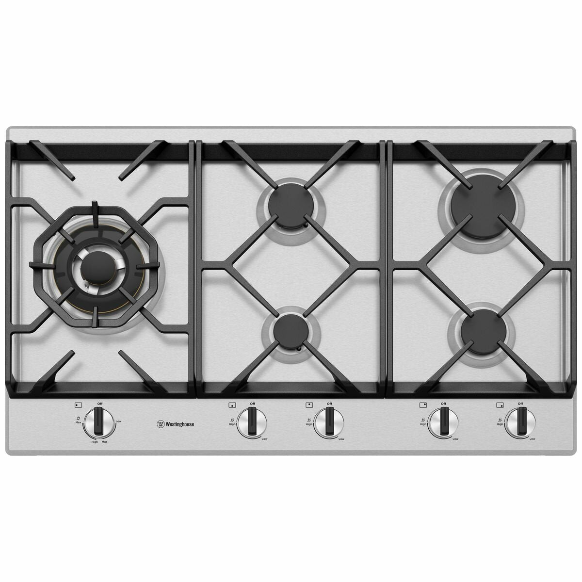 Westinghouse WHG958SC 90cm Stainless Steel Natural Gas Cooktop - Perfect for Modern Kitchens & Professional Cooking