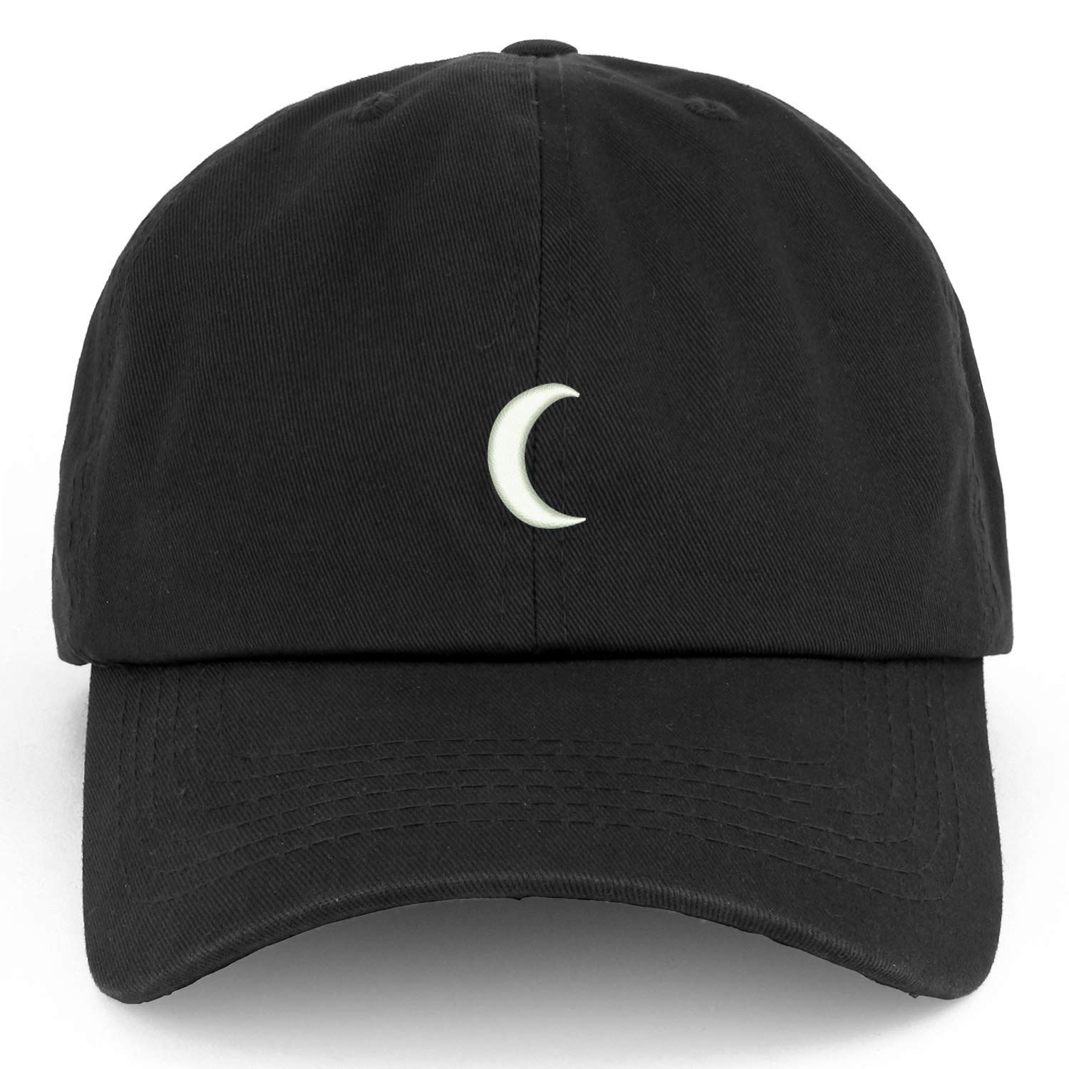 Trendy XXL Crescent Moon Embroidered Cotton Baseball Cap for Men & Women - Soft Unstructured Design, Casual Streetwear Fashion Accessory for Outdoor Activities, Music Festivals and Daily Wear
