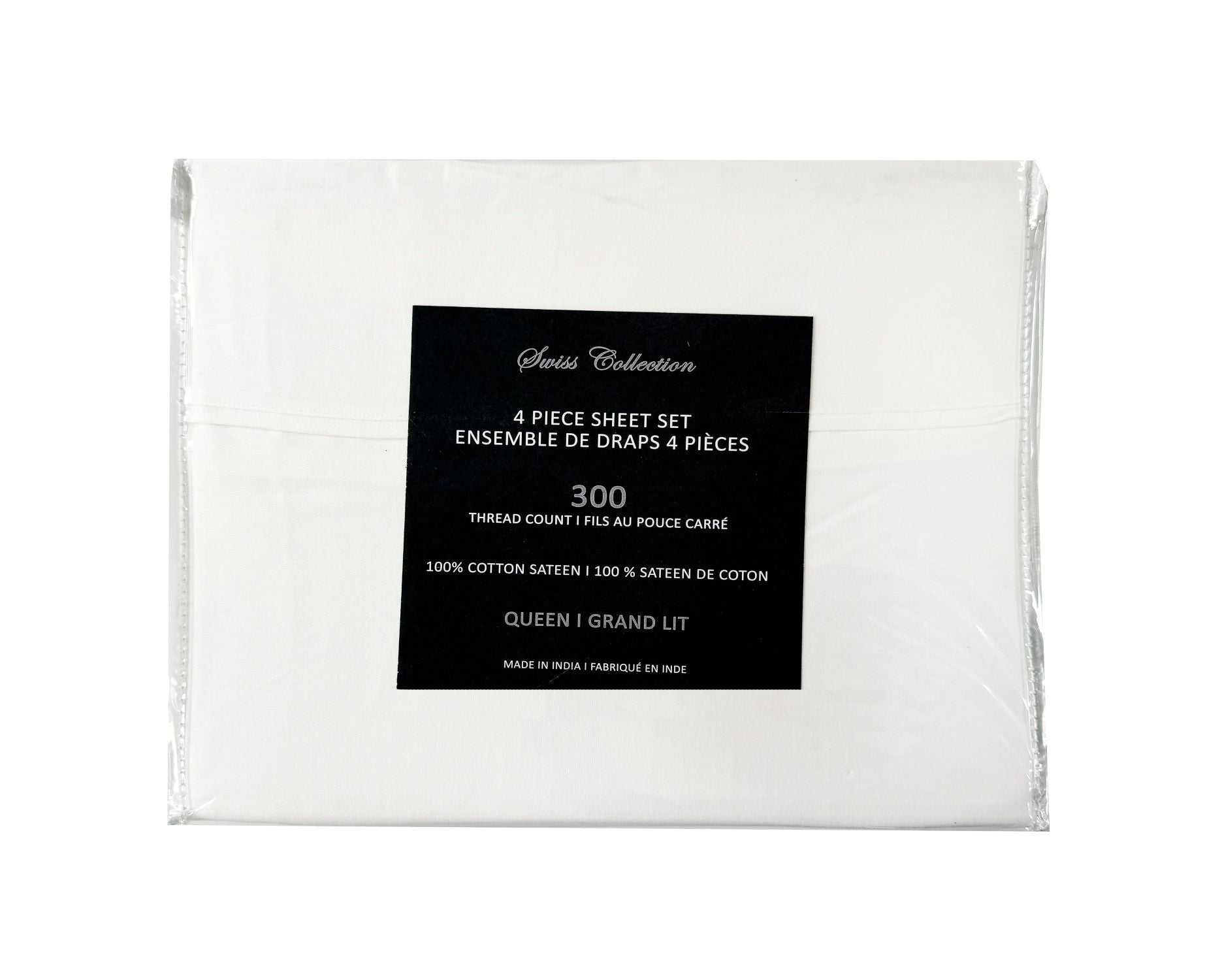 100% Cotton Queen Sheet Set - 300 Thread Count, Soft & Breathable White Bed Sheets for Comfortable Sleep - Perfect for Home, Hotel, and Guest Room Use