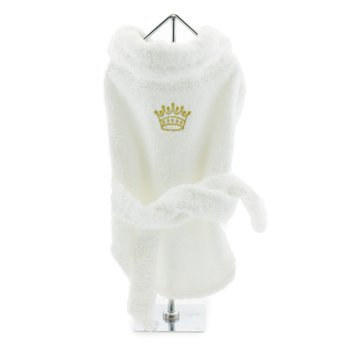 White Gold Crown Cotton Dog Bathrobe - Cozy Pet Spa Wear