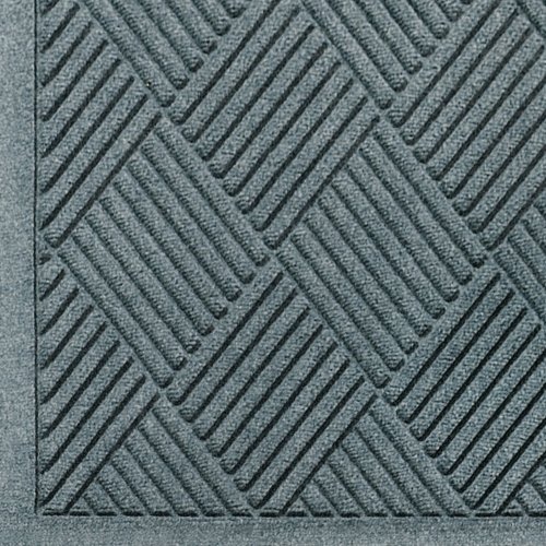 Premium M+A Matting WaterHog Diamond Commercial-Grade Entrance Mat - Heavy Duty Indoor/Outdoor Doormat with Fabric Border, Quick Drying & Stain Resistant (Bluestone, 4'x10') - Perfect for High Traffic Areas, Office Buildings, Schools & Home Entryways