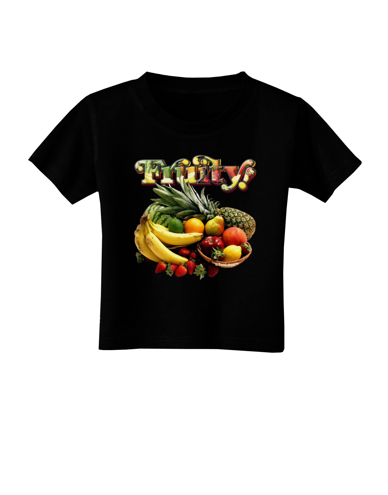 TOOLOUD Fruity Fruit Basket Graphic Toddler T-Shirt for Boys & Girls - Soft Cotton Kids Tee - Cute Summer Outfit for Playdates & Family Photos