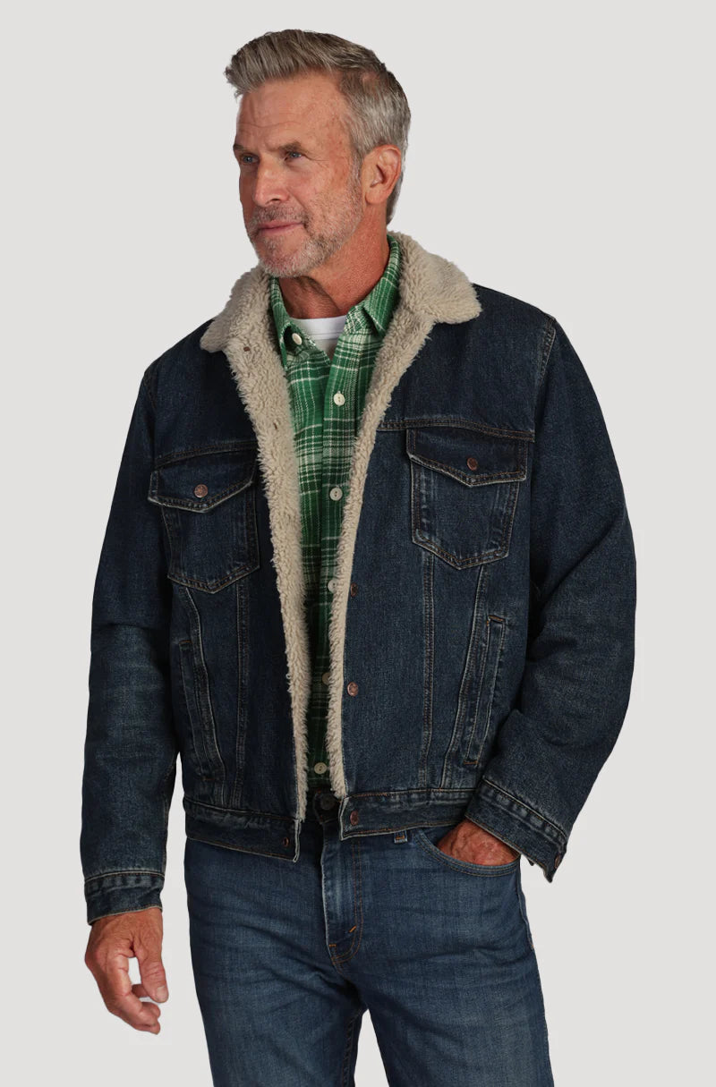 TRUE GRIT DENIM Quilted Sherpa Jacket for Men - Warm Winter Coat with Fleece Lining, Stylish Outdoor Workwear for Hiking, Camping & Casual Wear