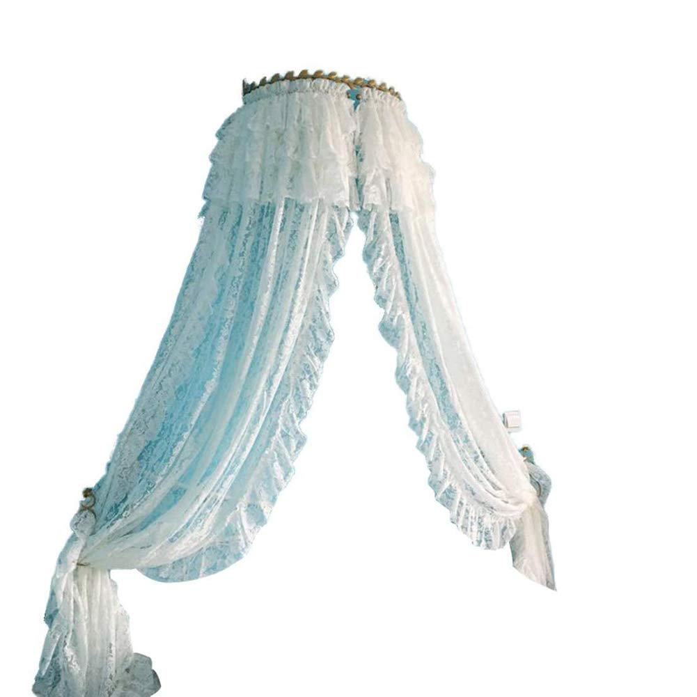 Princess Dome Bed Canopy with Double Lace Trim - Mosquito Net for Girls Room, Easy Install Hanging Bed Tent for Romantic Bedroom Decor & Sleep Protection