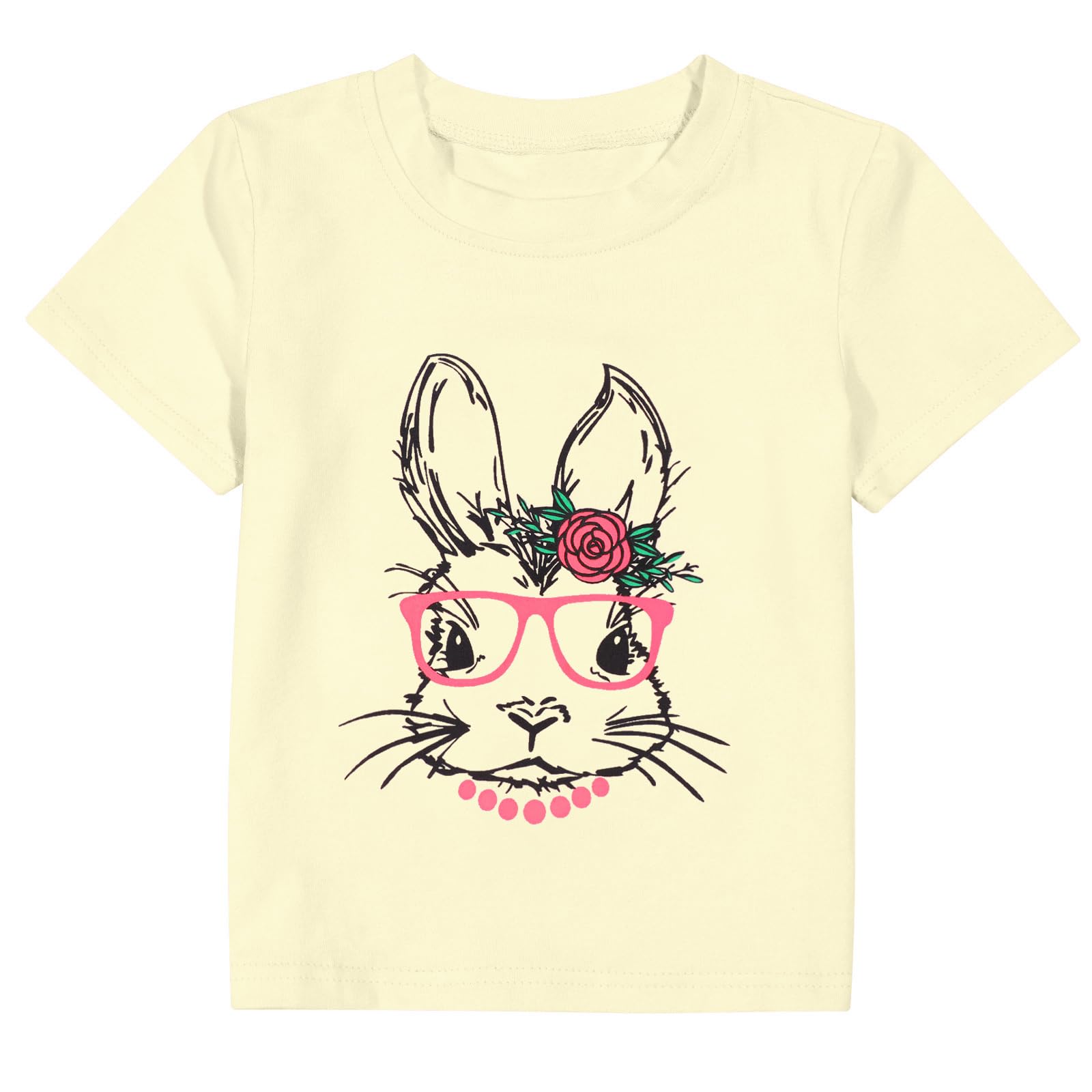 Easter Bunny Toddler T-Shirt - Cute Rabbit with Glasses Print, Happy Easter Short Sleeve Tee for Boys & Girls | Perfect for Easter Egg Hunts, Family Photos & Spring Celebrations
