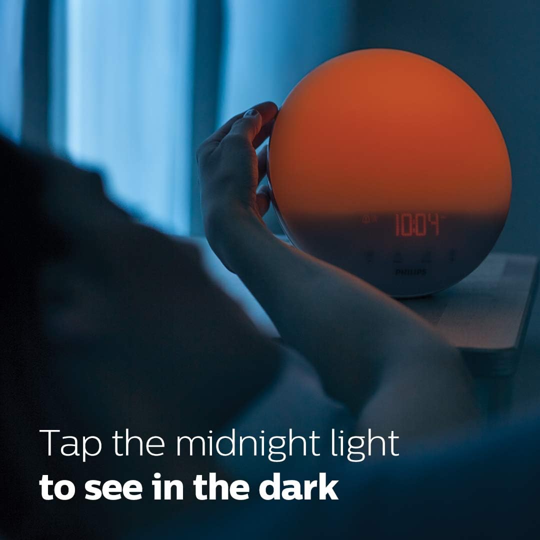 PHILIPS HF3520/60 Wake Up Light with Sunrise Simulation Alarm Clock - Natural Dawn & Dusk Light Therapy for Better Sleep & Energy - Perfect for Bedroom, Office, or Travel