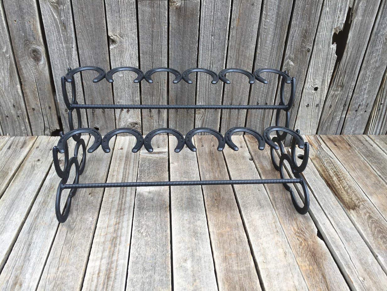 Horseshoe Boot Rack - Rustic Wall Mounted Shoe Organizer for Entryway, Mudroom & Closet - Heavy Duty Metal Boot Holder for Cowboy, Work & Winter Boots Storage