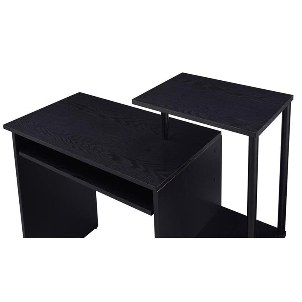 Acme Lyphre Black Wooden Rectangle Computer Desk with Keyboard Tray - Home Office Workstation for Study, Gaming & Remote Work