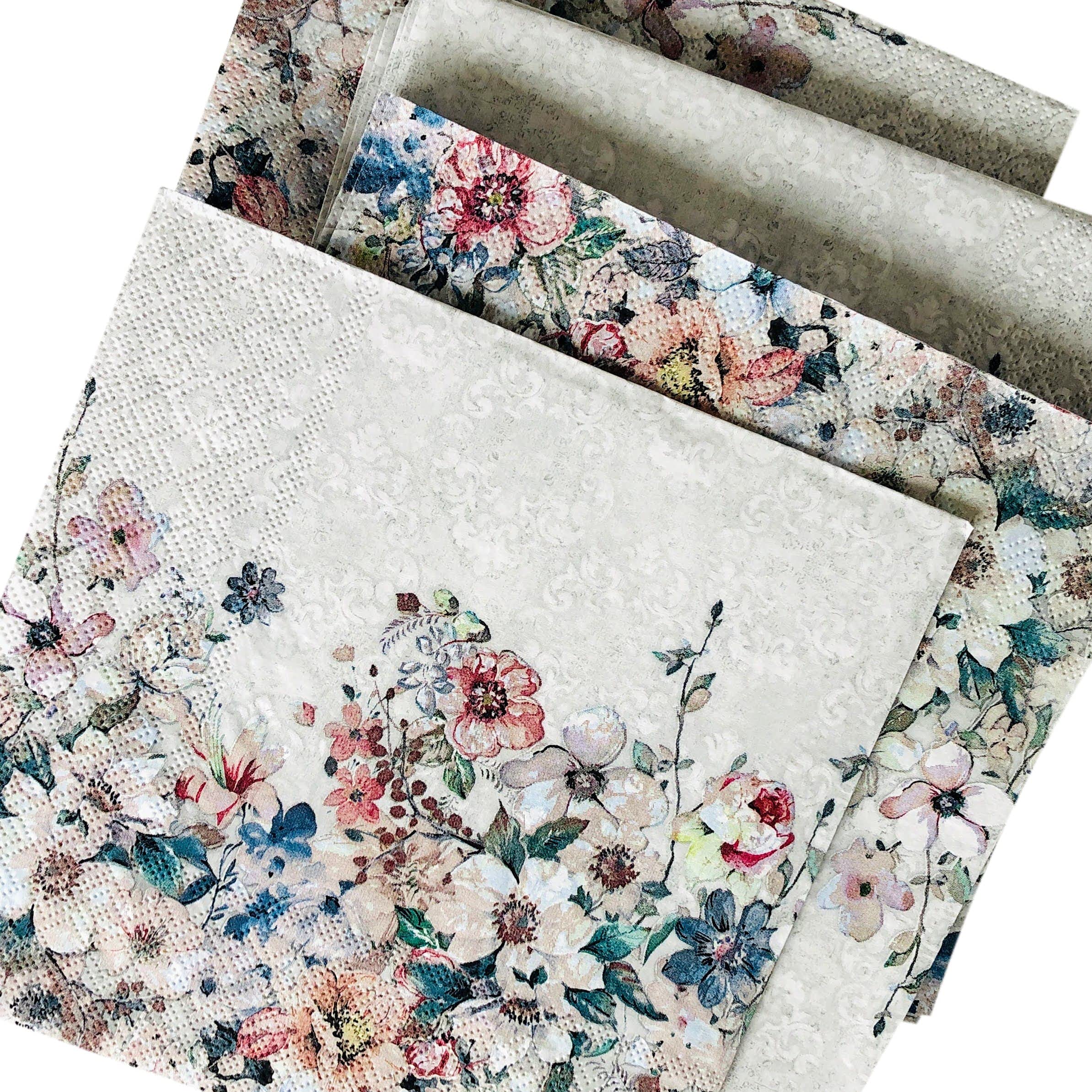 20-Count 13x13 Inch Valentine's Day & Mother's Day Napkins - Decorative Wild Rose Floral Paper Napkins for Decoupage, Lunch, Dinner, Tea Parties | Perfect for Romantic Dinners, Bridal Showers, and Spring Celebrations