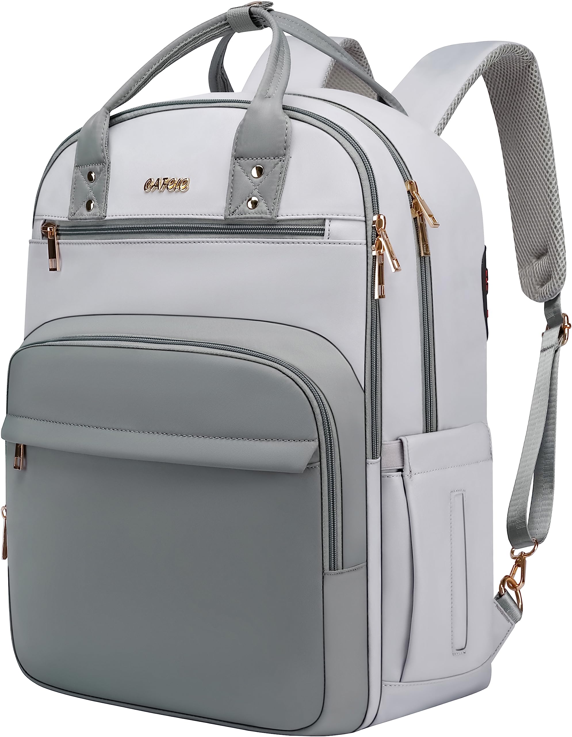Stylish 17.3 Inch Waterproof Anti-Theft Laptop Backpack for Women - USB Charging Port, Grey-White - Perfect for Work, Travel, Nursing & Teaching Professionals