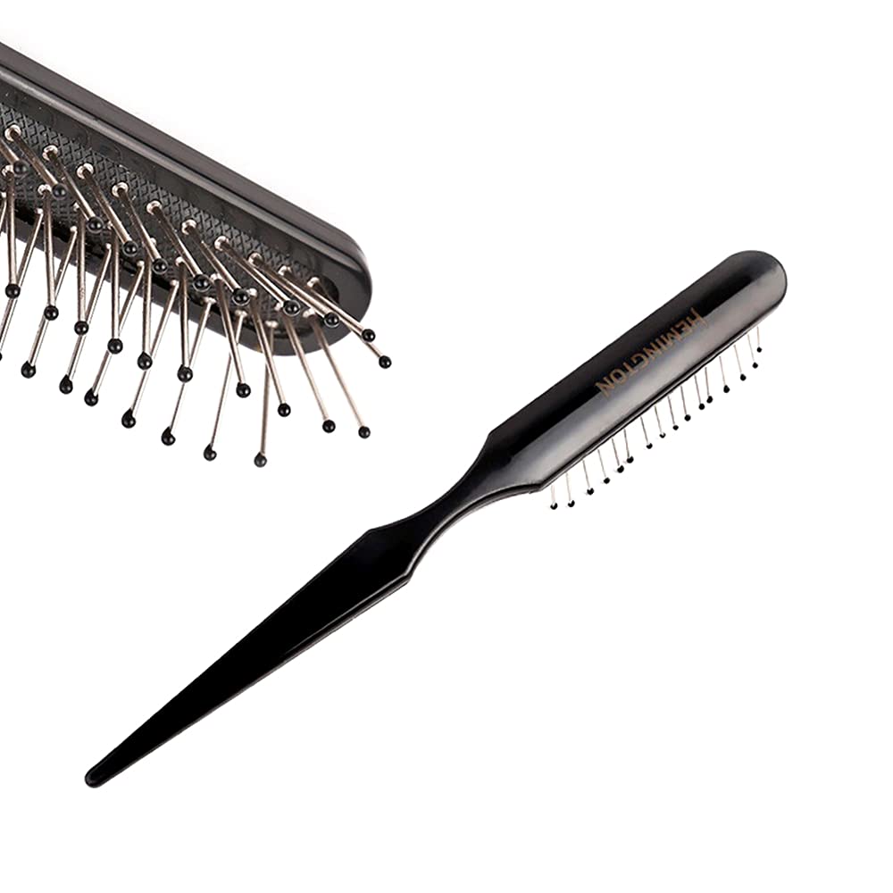 2 Pack Wig Brush & Wide Tooth Comb Set - Stainless Steel Detangling Brush for Hair Extensions, Weaves, Toupees & Synthetic Wigs - Gentle Styling & Detangling Tool for Natural & Artificial Hair - Perfect for Daily Hair Care, Salon Use & Travel