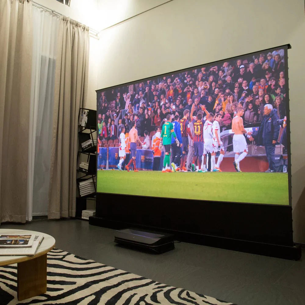 AWOL Vision LTV 3000 Pro 4K Laser Projector with 100-120 Inch ALR Floor Rising Screen Bundle - Perfect for Home Theater, Outdoor Movie Nights, and Gaming Setups