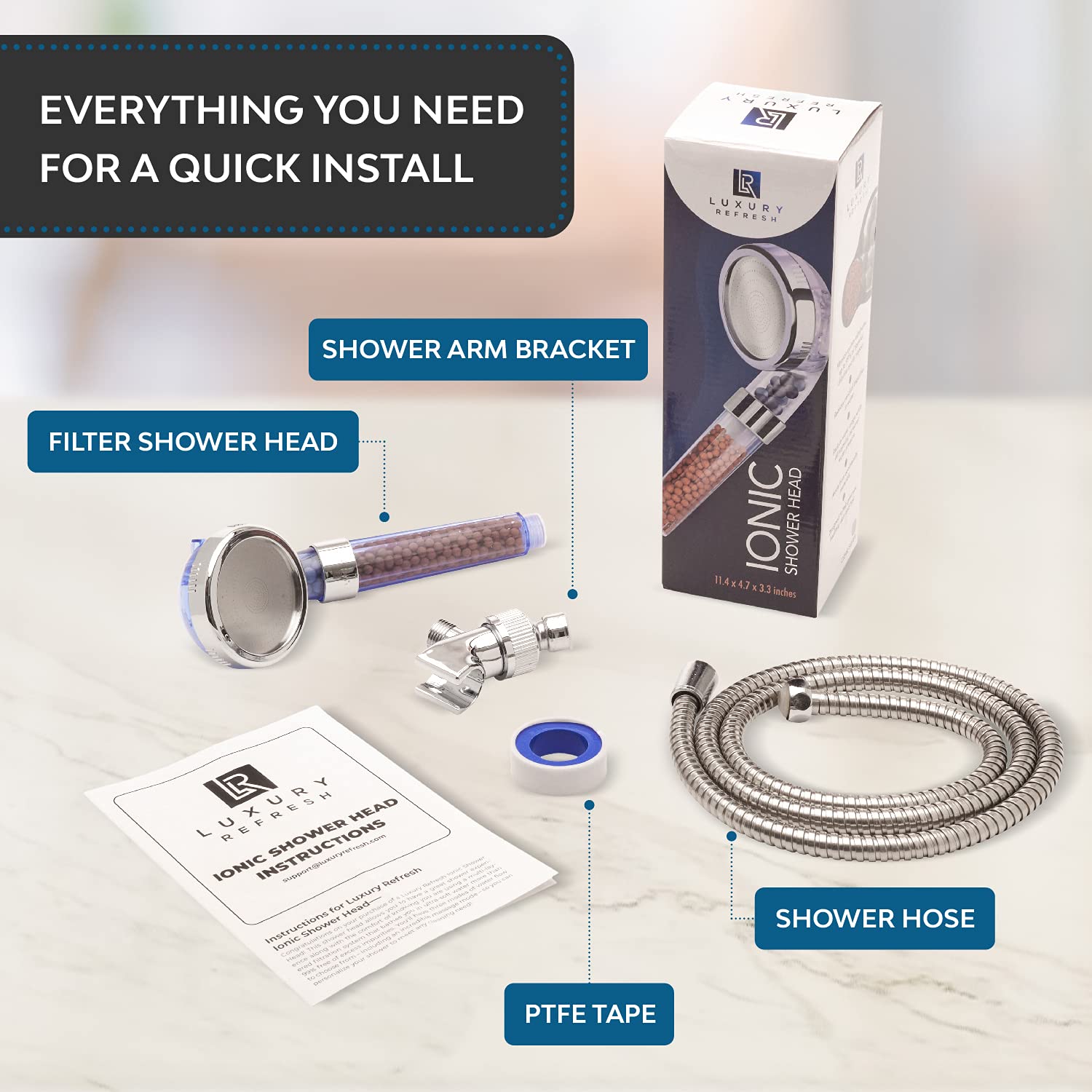 High Pressure Ionic Shower Head with Filter - Chrome Finish for Hard Water & Skin Hydration - Perfect for Bathroom, Spa & Relaxation at Home