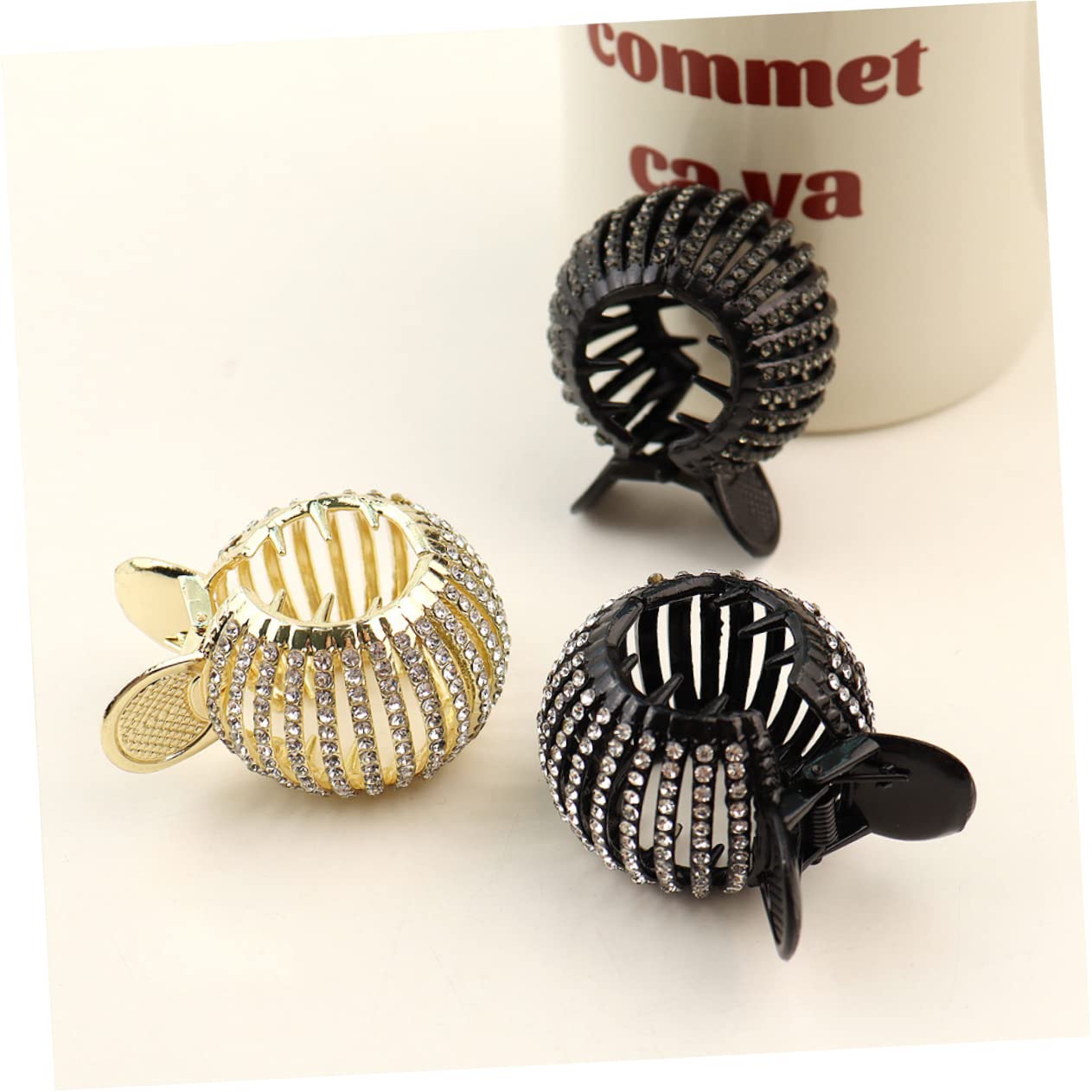 Minkissy 3Pcs Rhinestone Hair Clips for Women - Small Jaw Clips for Fine Long Hair, Ponytail Holder, Sparkling Hair Accessories for Parties, Weddings & Everyday Style