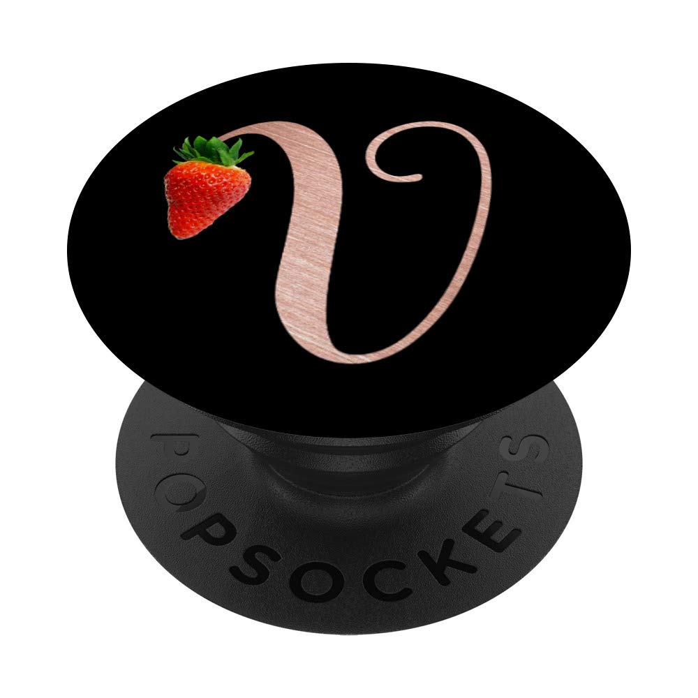 Rose Pink & Red Strawberry Monogram Letter V - Personalized Initial V for DIY Crafts, Home Decor, and Gifts