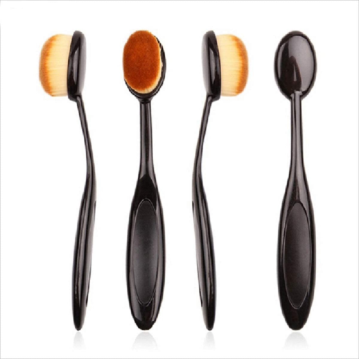 GOLD MAX Professional White & Black Oval Foundation Brush Set for Women - Perfect for Makeup, Travel, Parties, Birthdays & College Essentials