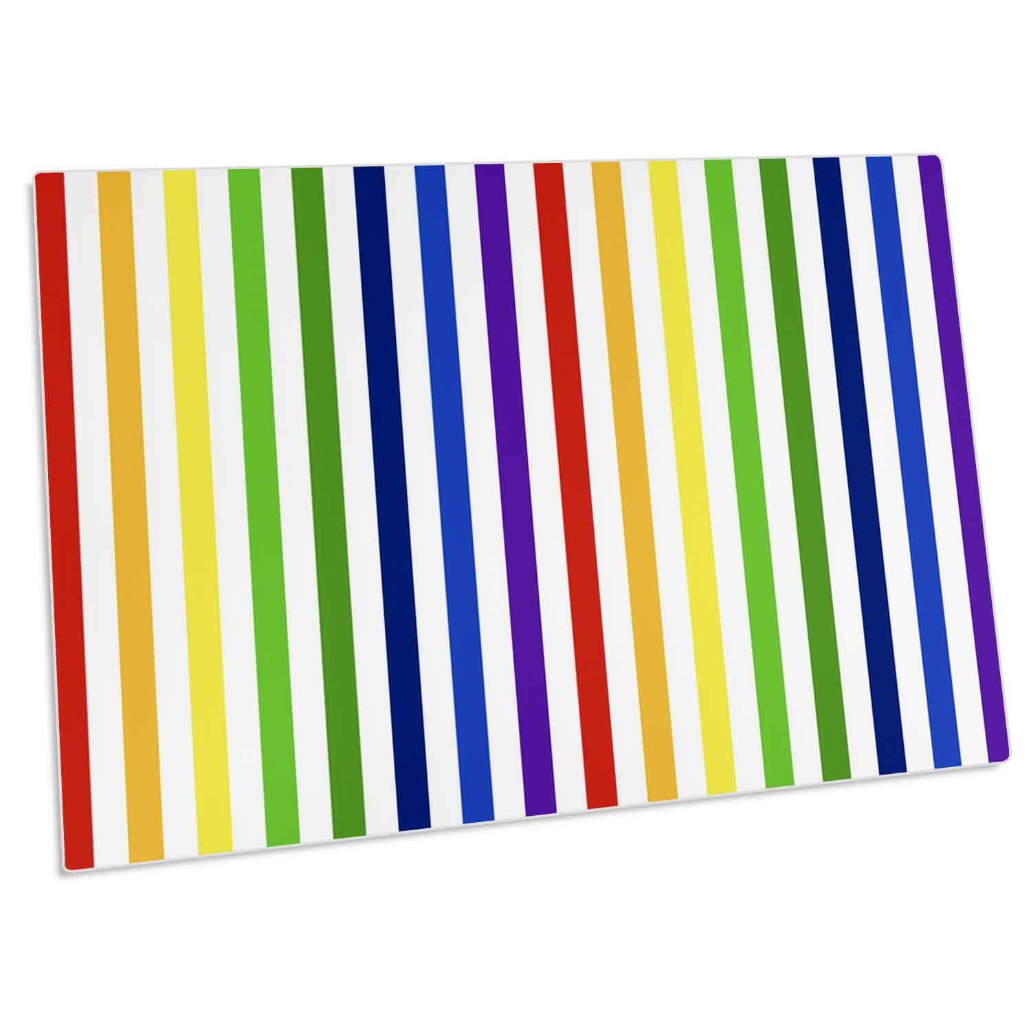 3D Rose Abstract Stripes Rainbow Desk Pad Place Mats - Non-Slip Table Protector for Dining, Office & Home Decor (Set of 4, dpd-181269-1) | Waterproof & Heat-Resistant for Daily Use