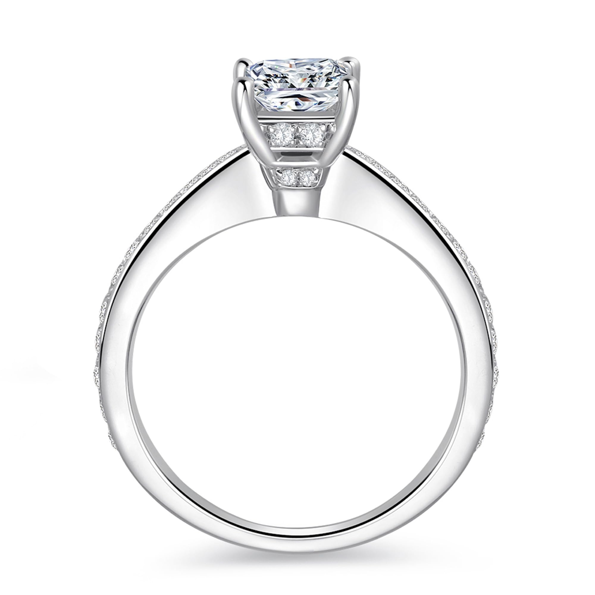 14K Moissanite Engagement Ring - 1 Carat Princess Cut Solitaire Ring in White Gold for Women | Wedding, Proposal, Anniversary Gift Idea