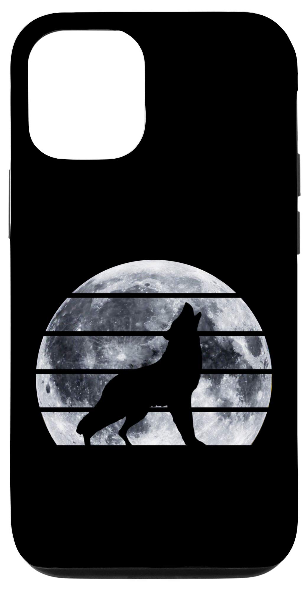 Retro Howling Wolf iPhone 12/12 Pro Case - Full Moon Wolfdog Design Protective Cover for Men & Women - Perfect Gift for Nature Lovers & Outdoor Enthusiasts (Camping, Hiking, Wildlife Adventures)