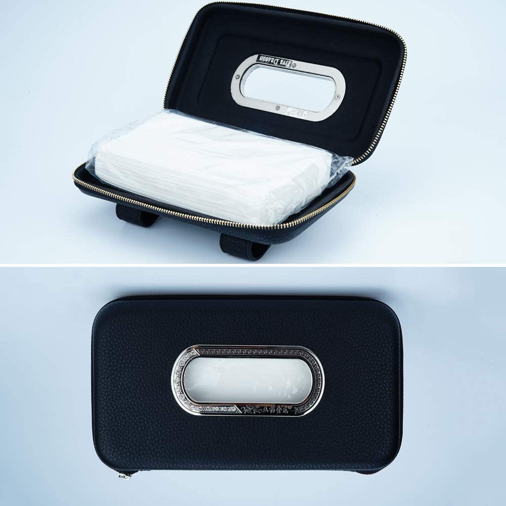 Premium PU Leather Car Visor Tissue Holder - Black Luxury Backseat Napkin Dispenser for Cars, SUVs & Trucks | Perfect for Road Trips, Daily Commute & Family Travel