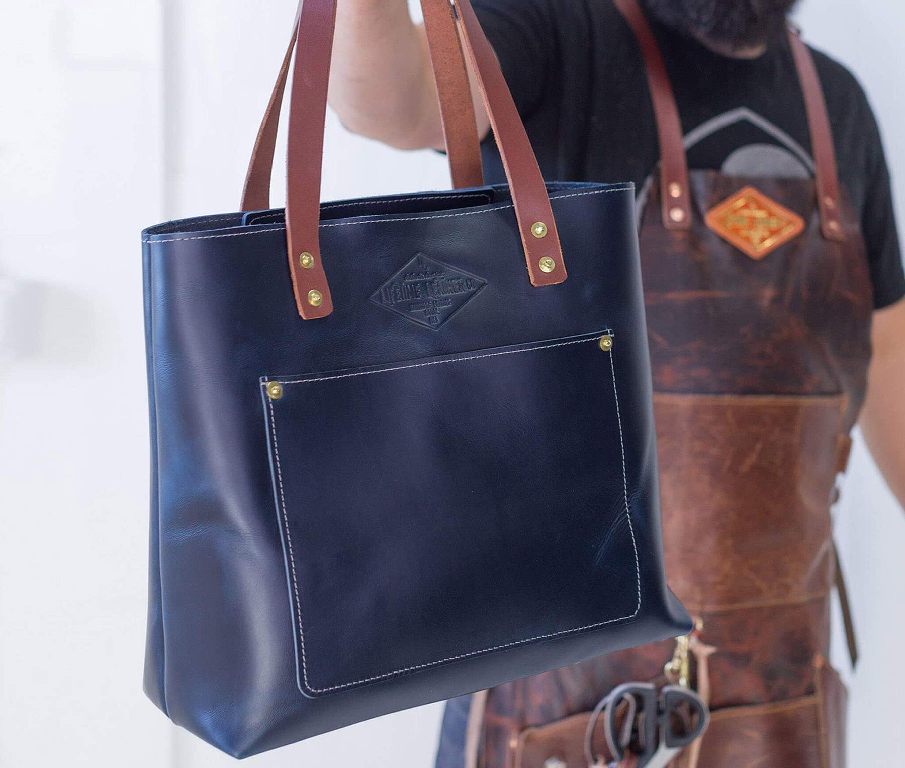 Green Leather Tote Bag for Women - Stylish Diaper & Laptop Bag