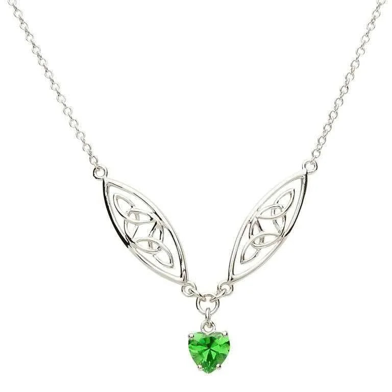 Authentic Celtic Sterling Silver Green Pendant Necklace for Women | Irish Jewelry Gift for St. Patrick's Day & Special Occasions