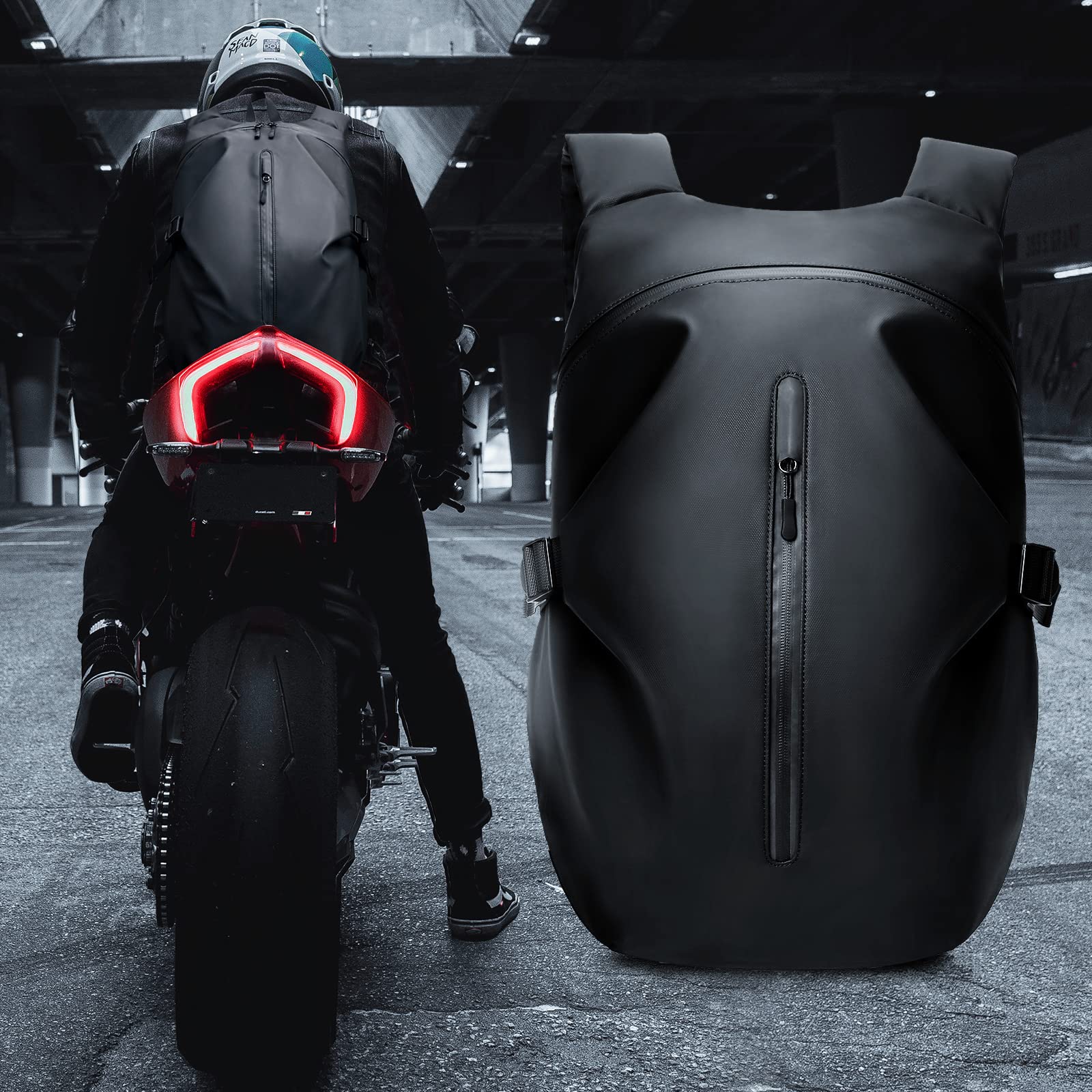 Waterproof Motorcycle Backpack for Men - Durable Helmet Storage Travel Backpack | Motorcycle Riding Gear & Commuter Accessories for Adventure & Daily Use