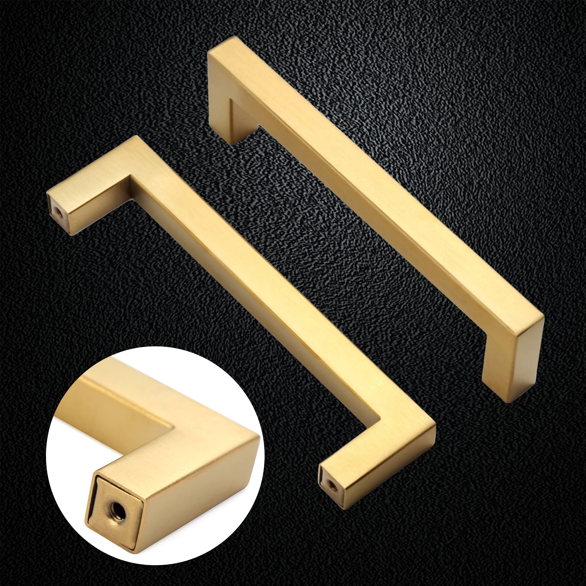 Gold Cabinet Handles & Drawer Pulls - 5 Pack 11-1/3 Inch (288mm) Stainless Steel Square Kitchen Cabinet Hardware for Cupboards, Doors & Drawers - Perfect for Modern Kitchen & Bathroom Renovations