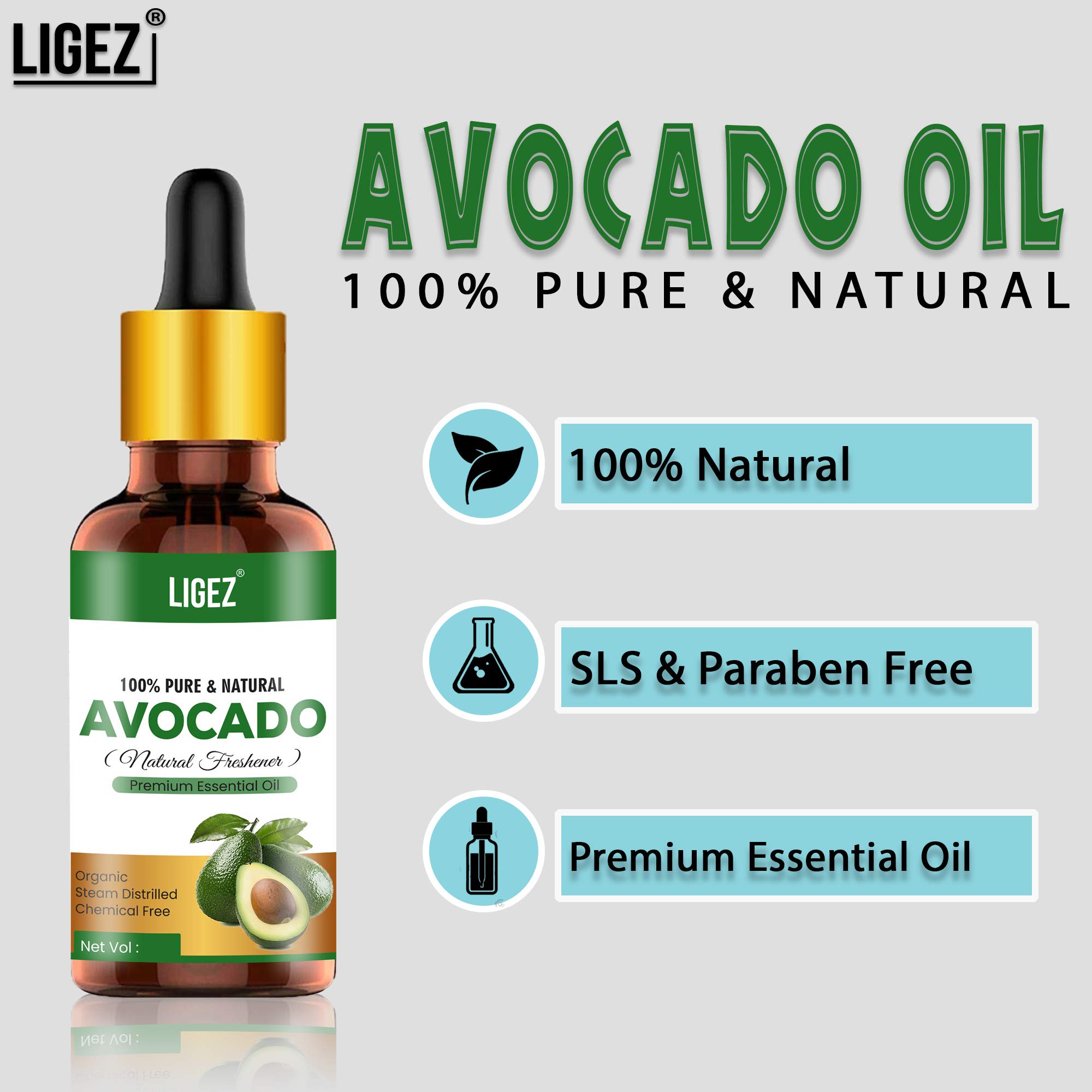 Organic Cold Pressed Avocado Oil for Hair, Skin & Face - 100% Pure, Unrefined, Natural Moisturizer & Nourishing Treatment (15ml) - Perfect for DIY Beauty Recipes, Massage & Dry Skin Care
