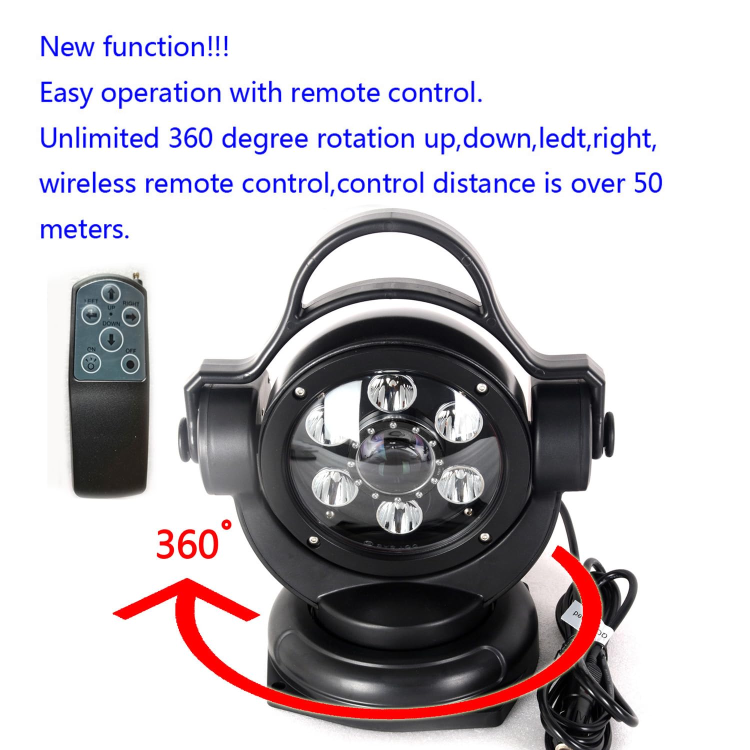 90W 11-Inch LED Search Light with 360° Rotation & Remote Control - 9-32V Waterproof Spot Work Light for Offroad, Hunting, SUV, ATV, 4WD, Truck & Boat Lighting - Perfect for Foggy Conditions & Night Driving