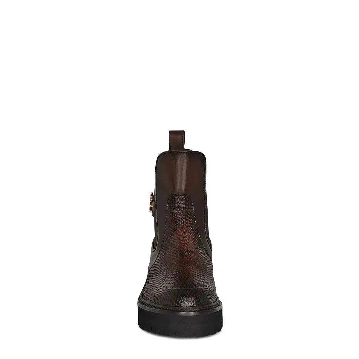 Franco Cuadra Women's Brown Casual Fashion Python Skin Combat Boots - 47WPBTS | Stylish & Comfortable for Everyday Wear, Outdoor Adventures & Fashion Outfits