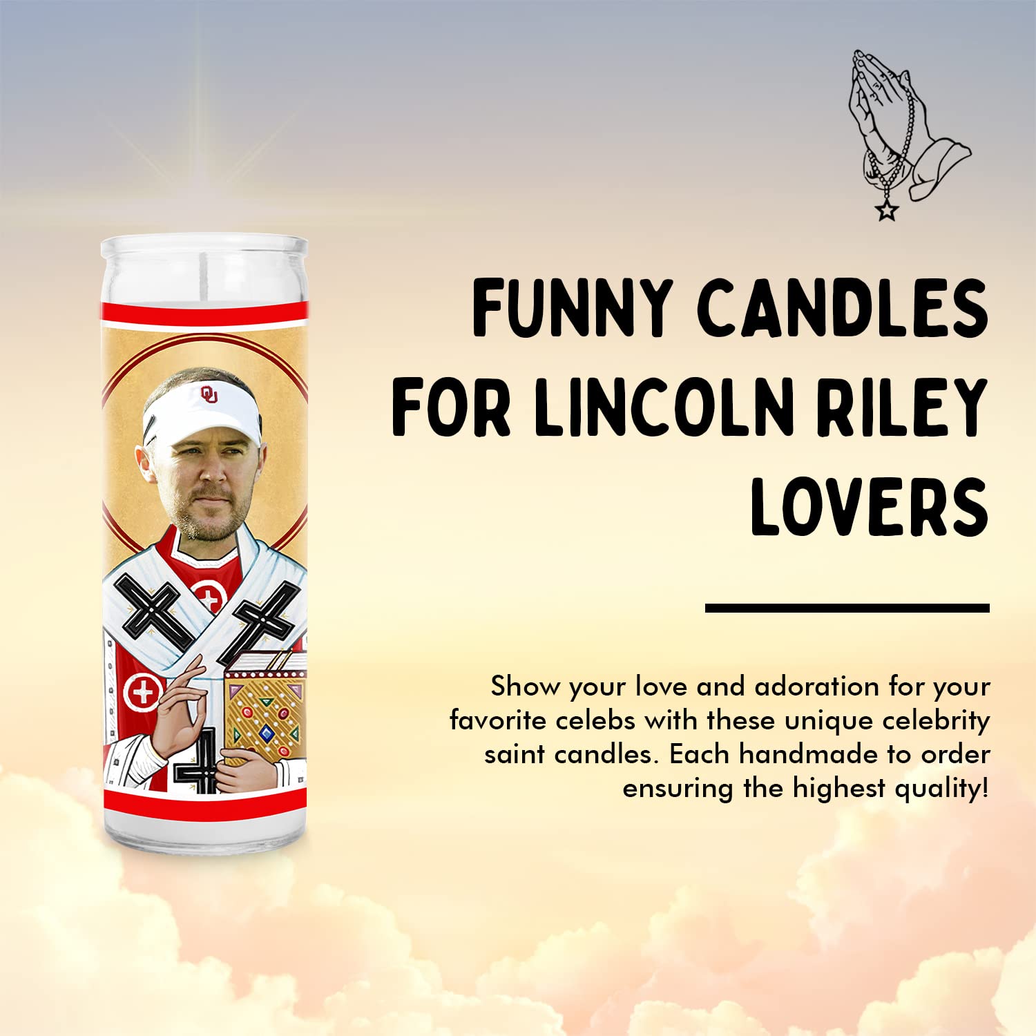 Coach Riley Celebrity Prayer Candle - Handmade Saint Candle for Football Fans | Pop Culture Sports Votive | Unique Novelty Gift for Coaches & Sports Enthusiasts | Perfect for Game Day Decor, Team Spirit & Prayer Altars