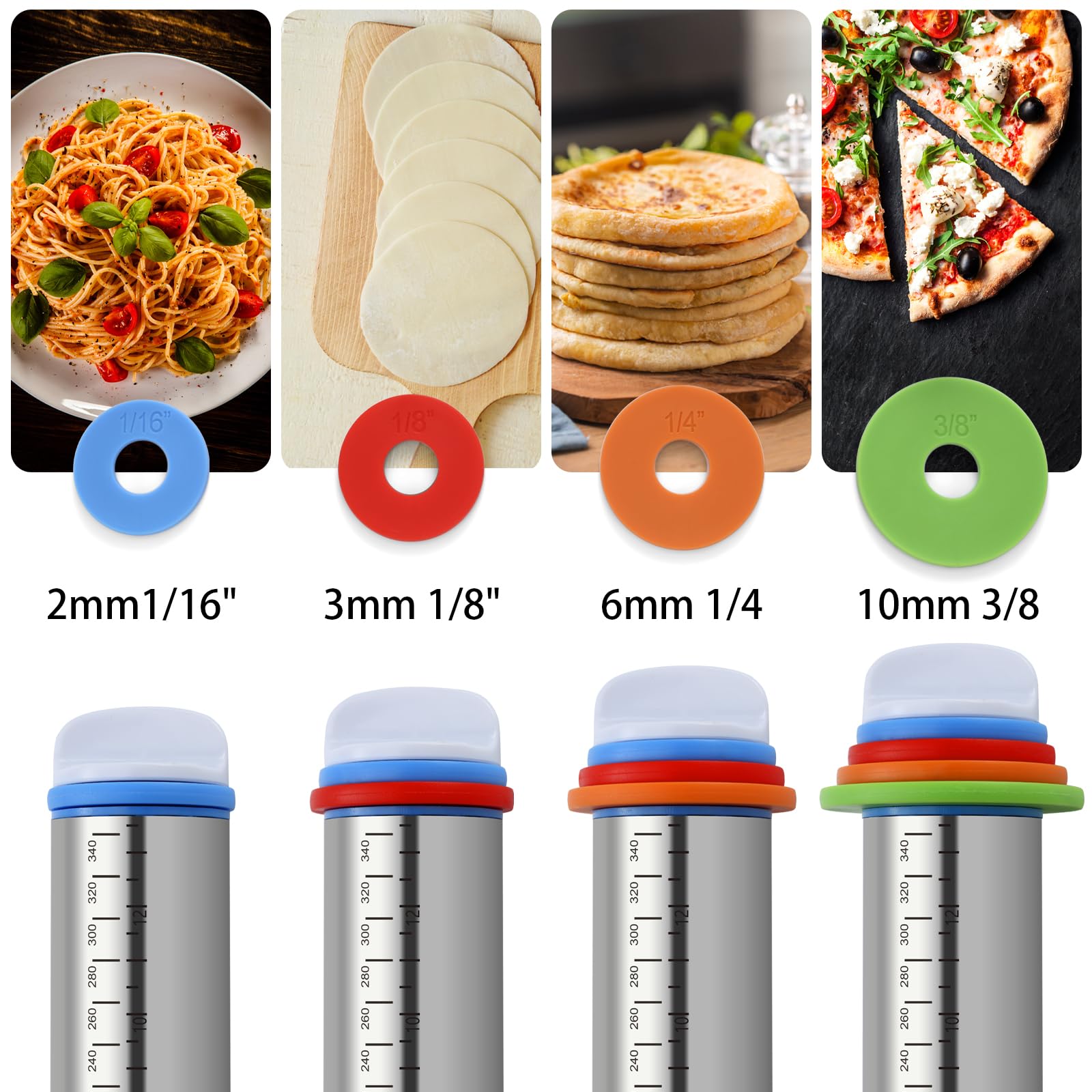 Unokit 3-Piece Adjustable Thickness Rolling Pin Set - 17.5