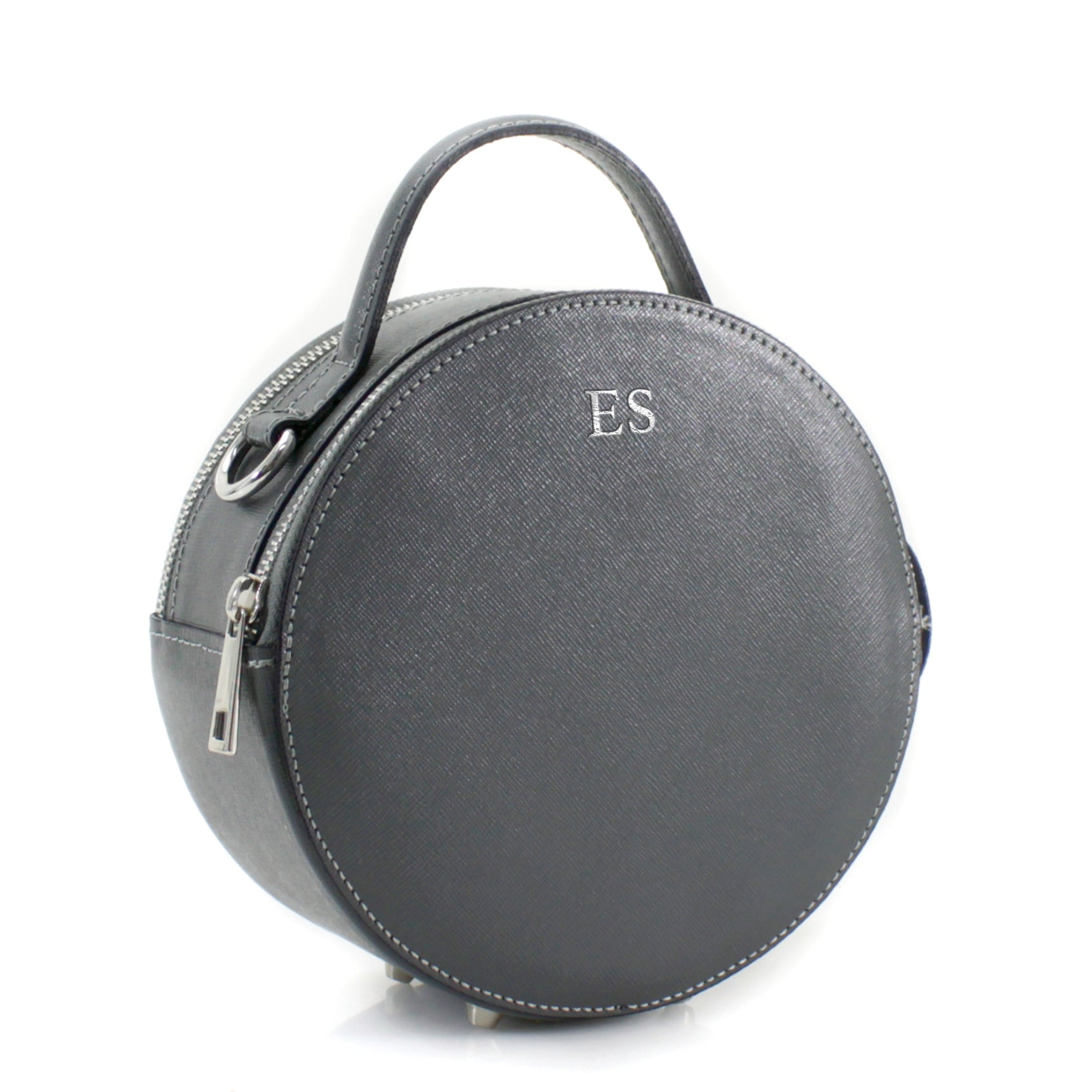 Carnaby Of London Carrie Silver Embossed Leather Circle Bag - Stylish Women's Handbag for Work, Party & Evening Out