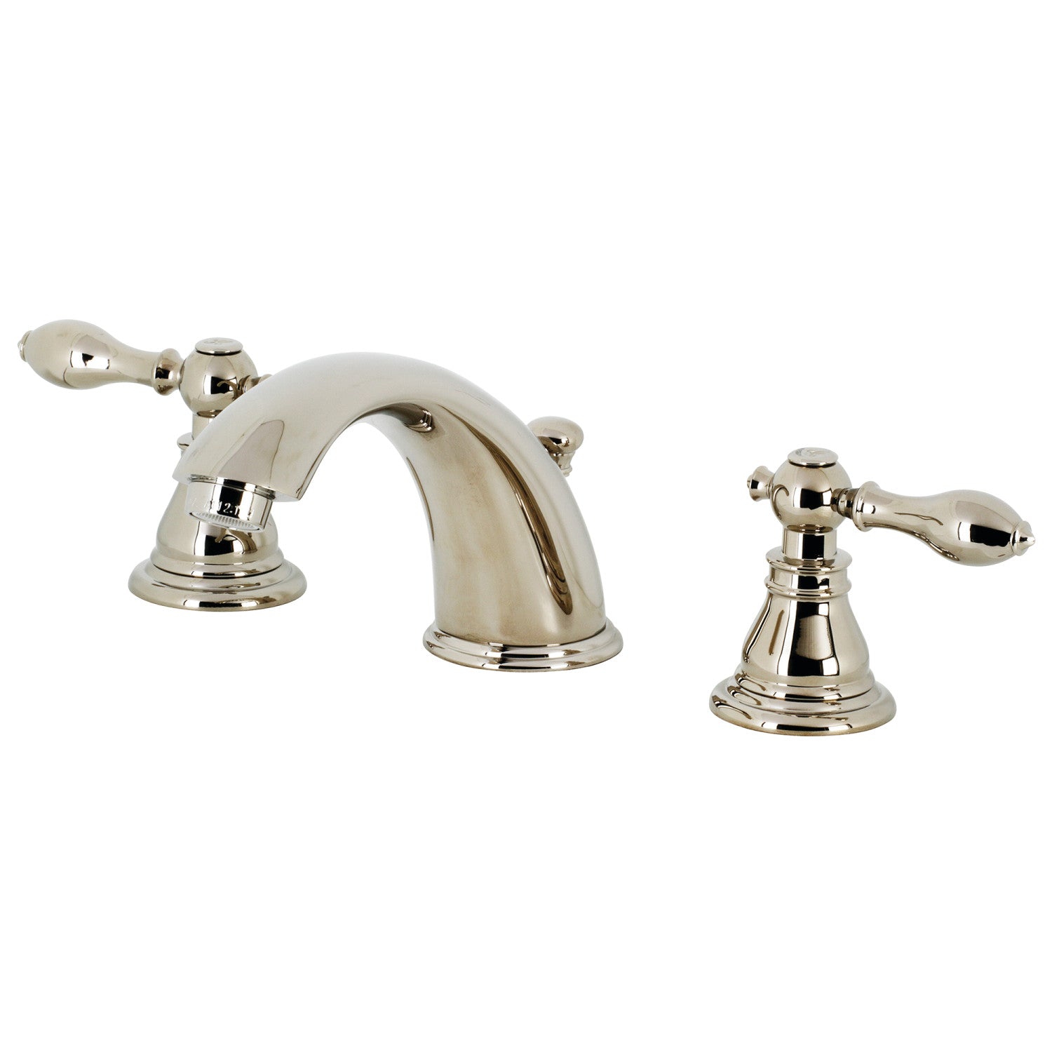 KB966ACLPN Polished Nickel Widespread Bathroom Faucet - Two Handle 3 Hole Deck Mount with Pop Up Drain - Perfect for Modern Bathroom Vanities & Powder Rooms