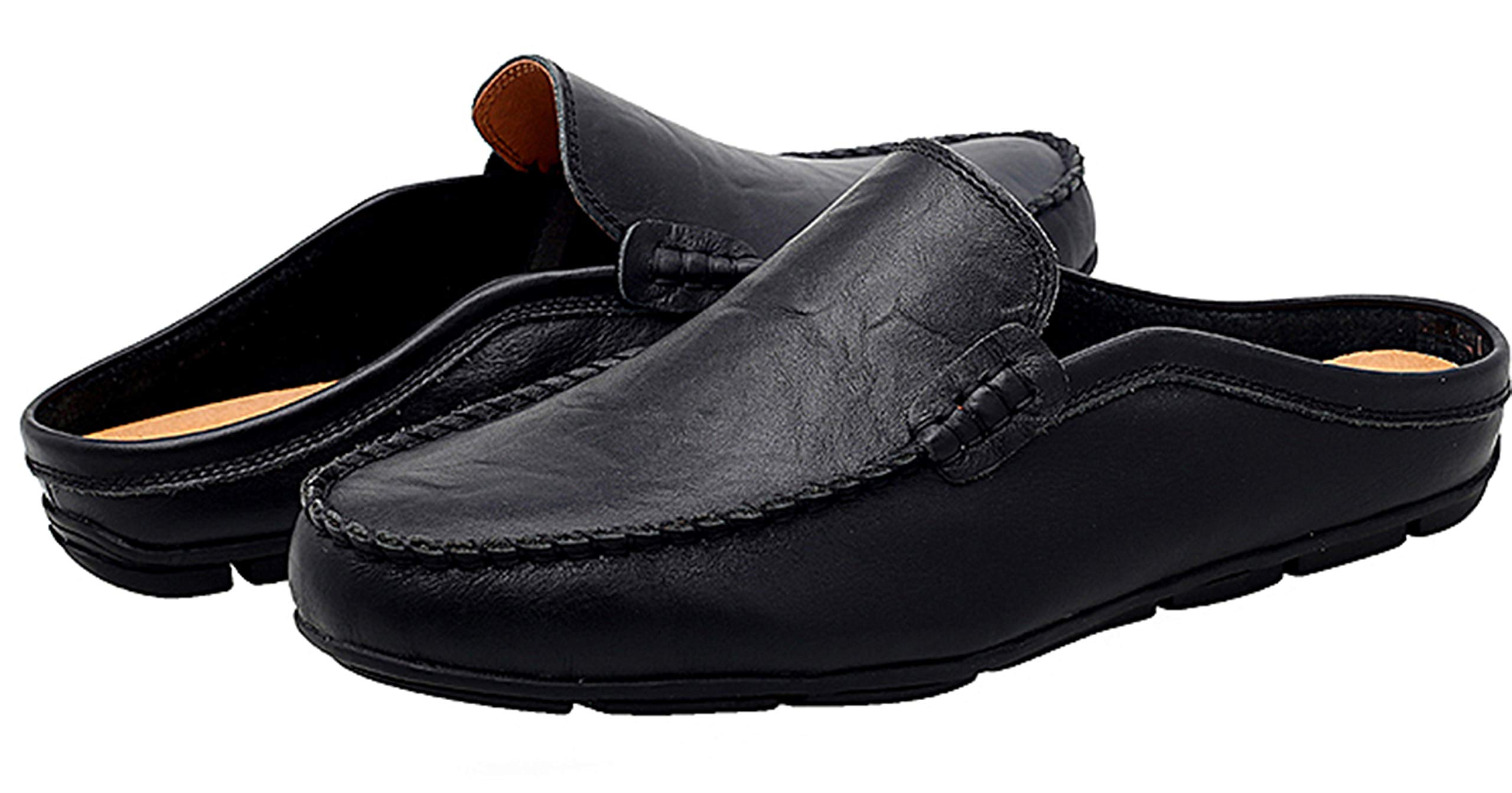 Men's Breathable Leather Mules Clogs - Slip-On Casual Loafers with Punching Design | Perfect for Home, Office & Outdoor Wear