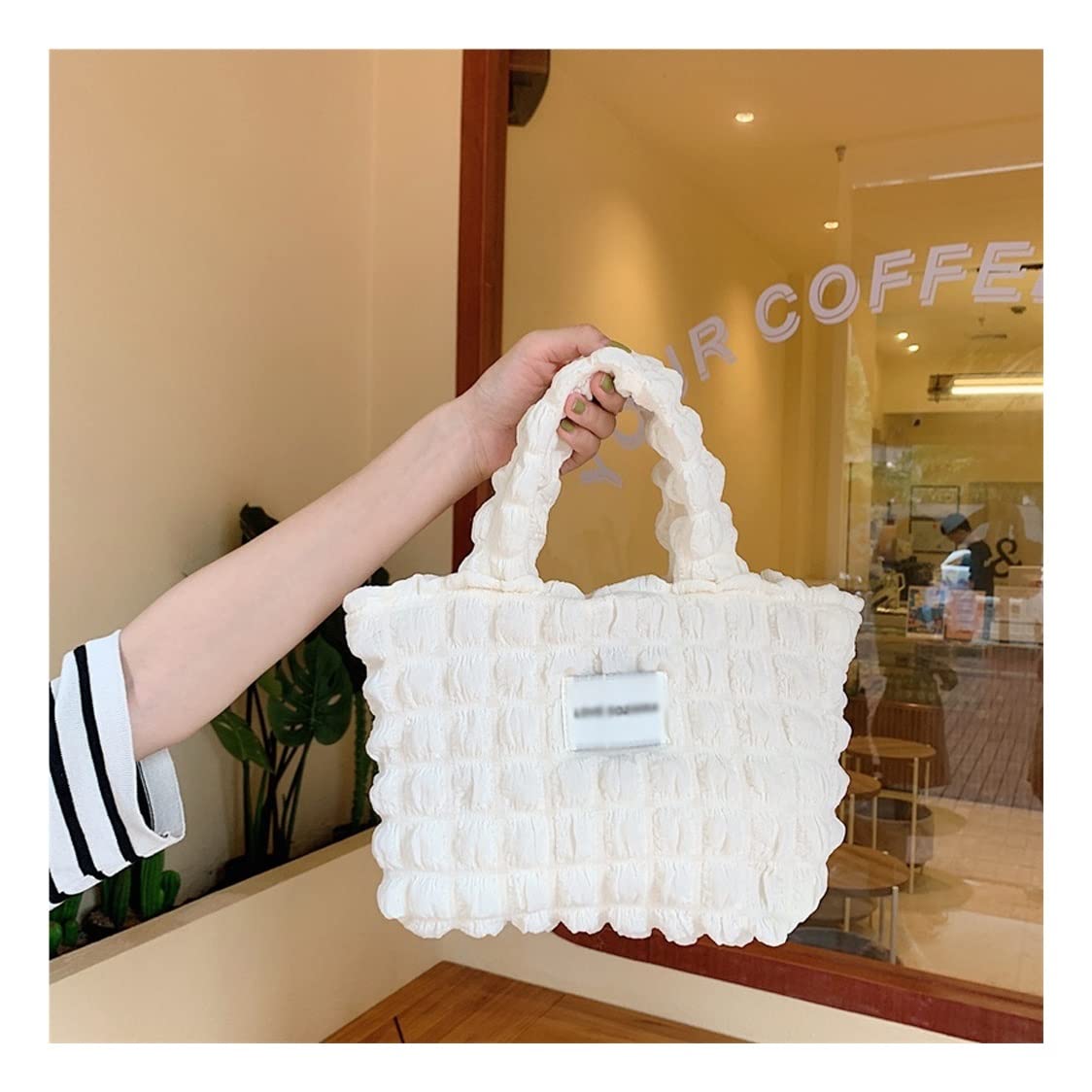 Stylish Women's Bubble Tote Bag - Fashionable Casual Shopping & Snack Storage Handbag (19x31cm) - Perfect for Groceries, Beach Trips & Daily Essentials