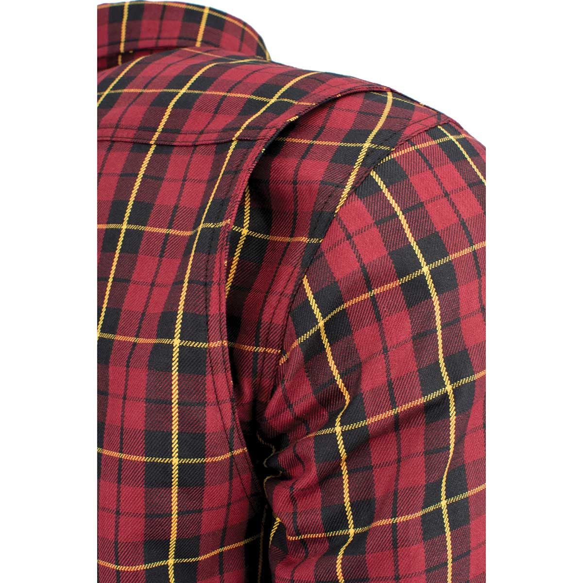 Milwaukee Leather MPM1632 Men's Plaid Flannel Motorcycle Shirt with CE Armor - Aramid Fiber Reinforced for Safety | Riding Gear for Bikers & Commuters