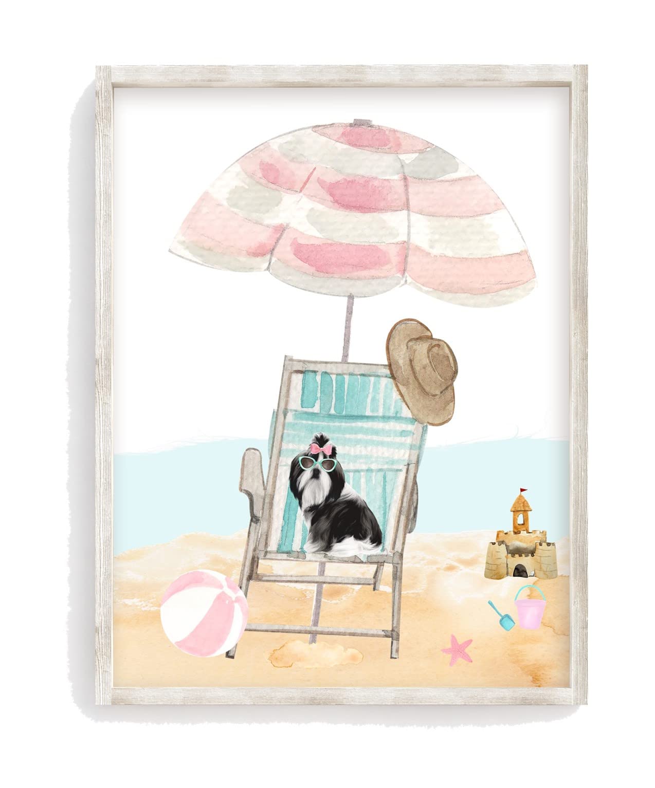 Shih Tzu Puppy Beach Watercolor Art Print - Unframed Dog Painting for Nursery, Kids Room, Laundry Decor - Perfect Gift for Dog Lovers | Wall Art for Pet-Themed Home & Office Decor