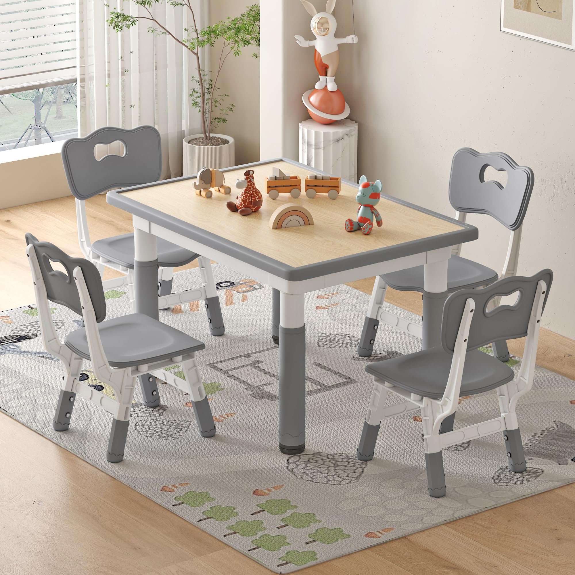 Adjustable Kids Table and Chairs Set - 31.5
