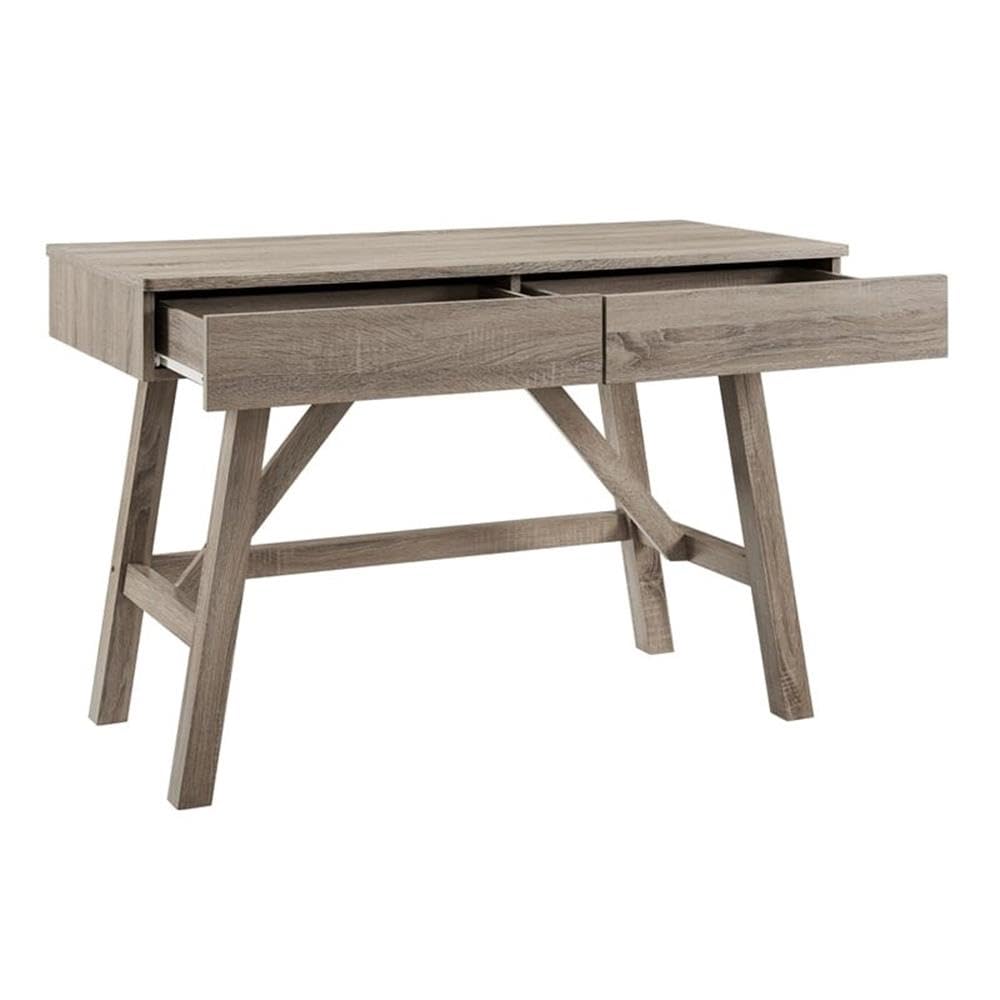 Allora 2-Drawer Small Transitional Wood Space Desk in Gray Wash - Compact Home Office Desk for Small Spaces, Dorm Room, Bedroom & Study Area