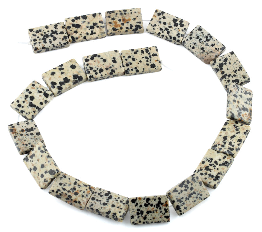 15x20MM Dalmatian Jasper Puffy Rectangular Gemstone Beads for Jewelry Making - DIY Bracelets, Necklaces & Craft Projects (Natural Stone Beads)