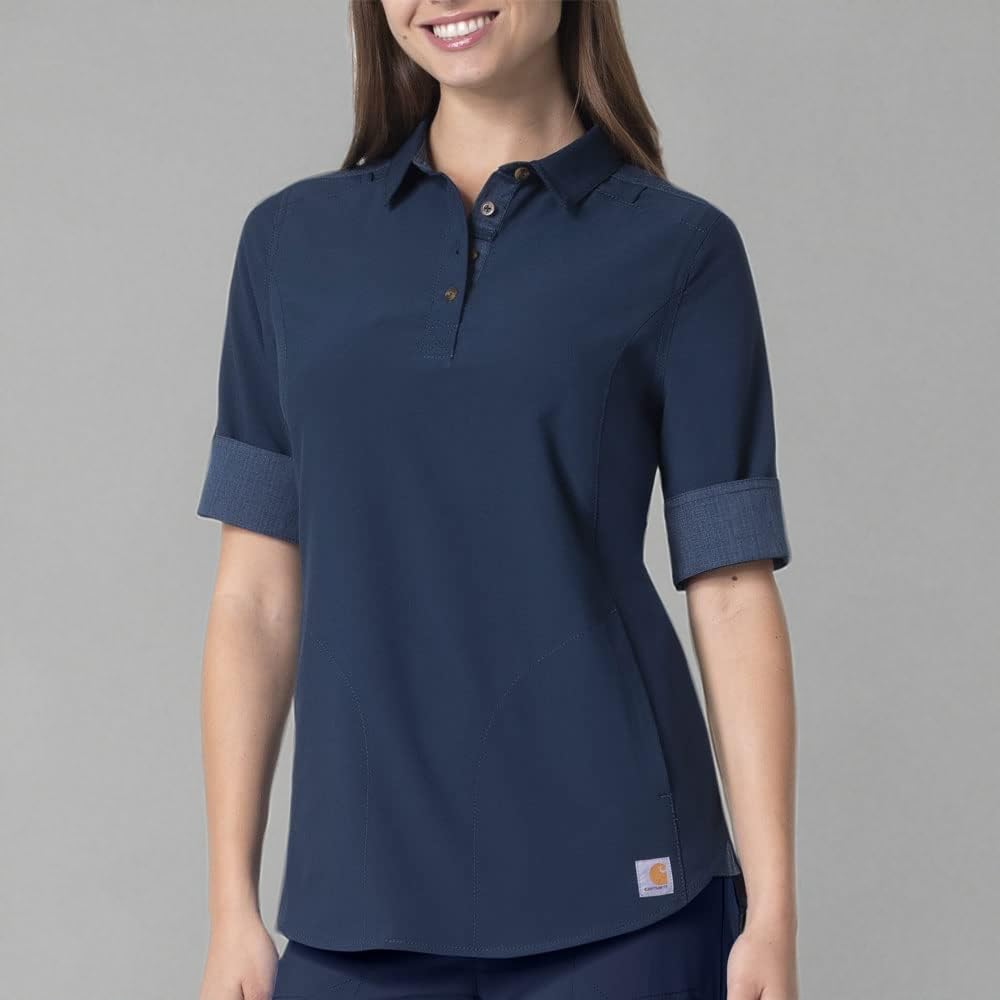 Carhartt Women's Short Sleeve Convertible Placket Work Shirt - Durable Cotton Top for Outdoor Jobs, Hiking & Casual Wear