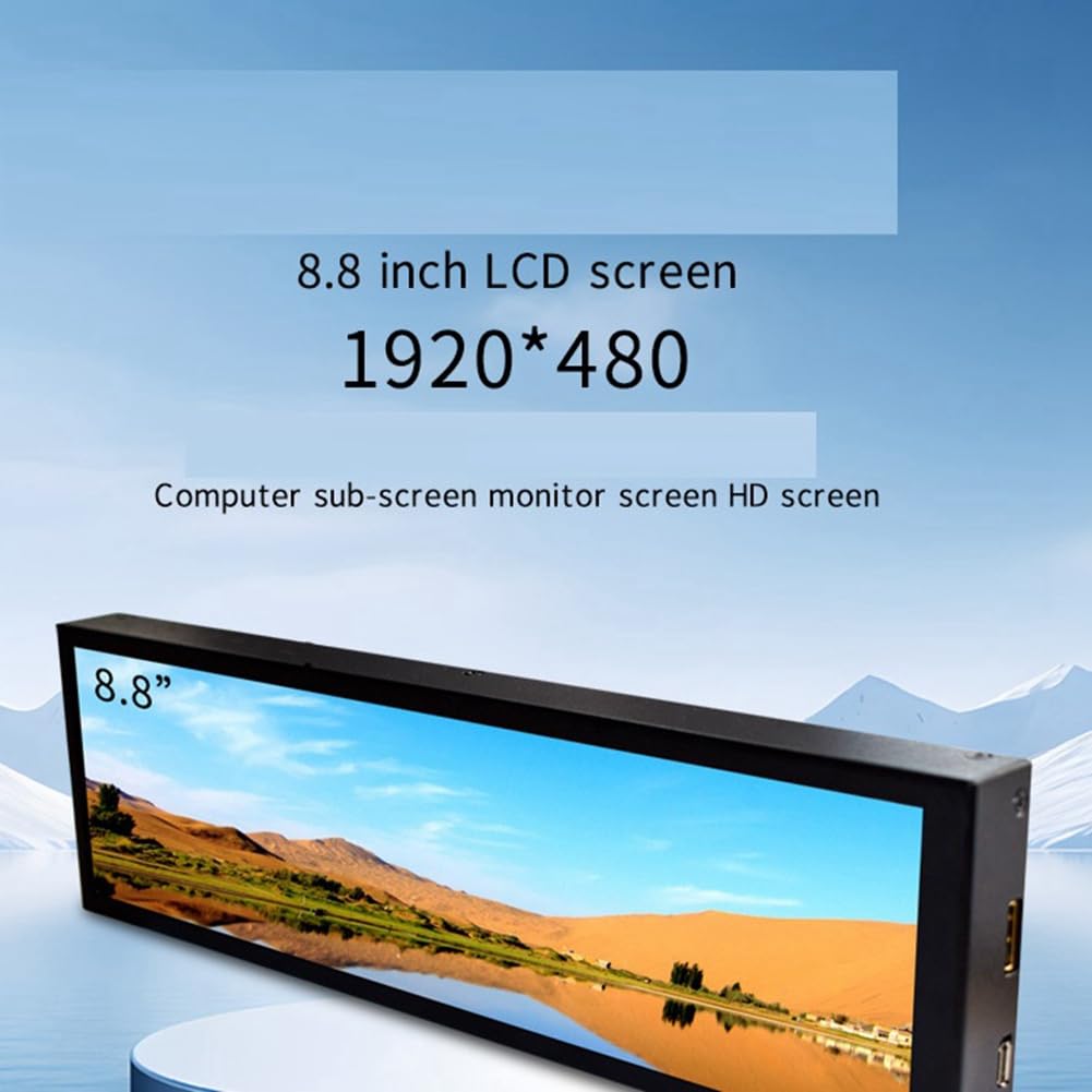 8.8 Inch PC Temperature Sensor Display Monitor - Wide Touch Screen with Protective Case, Compatible with Windows/Mac - Perfect for Gaming, Office Work & PC Monitoring