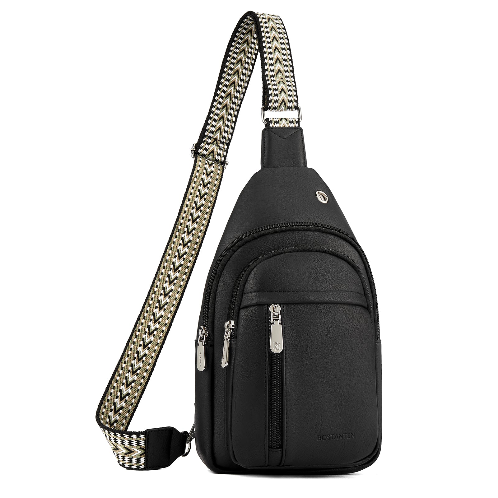 Aurora Chevron Pattern Crossbody Sling Bag with Adjustable Guitar Strap - Perfect for Travel, Concerts & Everyday Use
