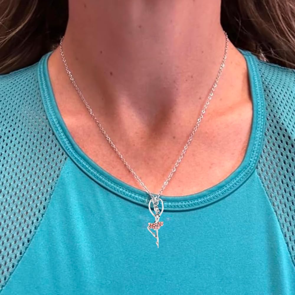 Sportybella Girls Dance Necklace - Elegant Ballet Charm Pendant - Perfect Gift for Ballerinas, Dancers & Dance Recitals - Ideal for Performances, Rehearsals & Special Occasions
