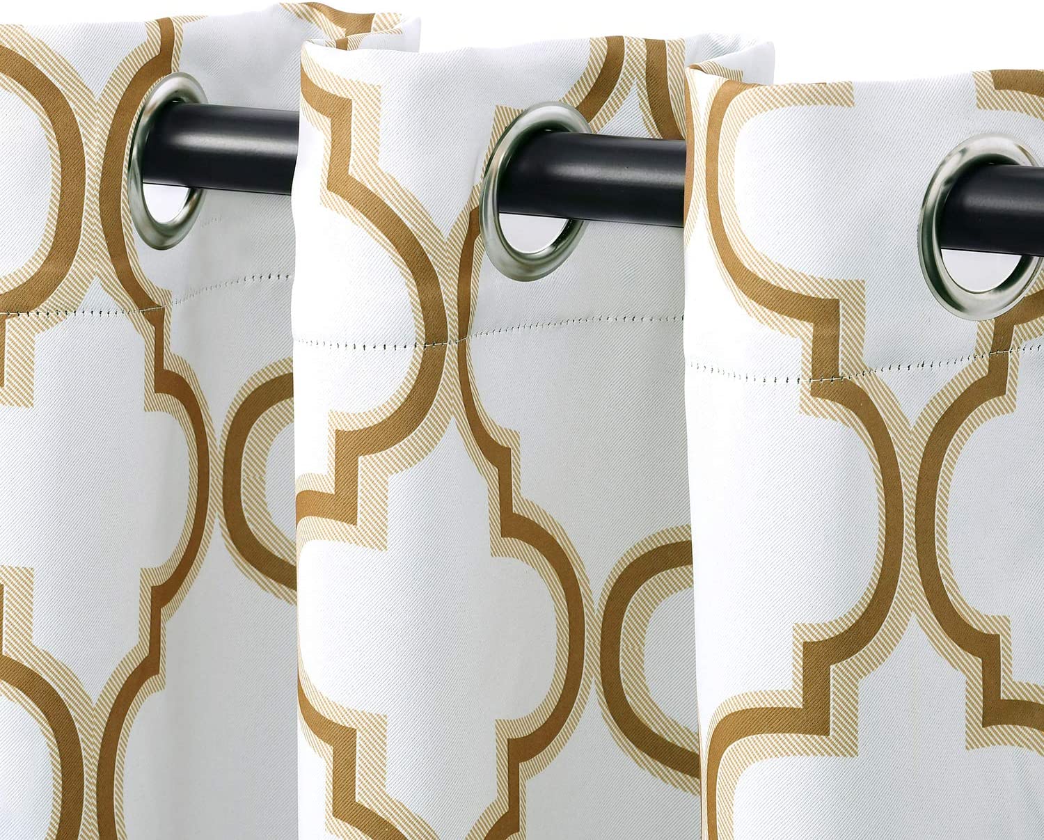 Bohemian Trellis Printed Blackout Curtains with Grommet Top - 2 Panels Set for Living Room & Bedroom - Noise Reducing & Light Blocking Window Drapes for Home Decor