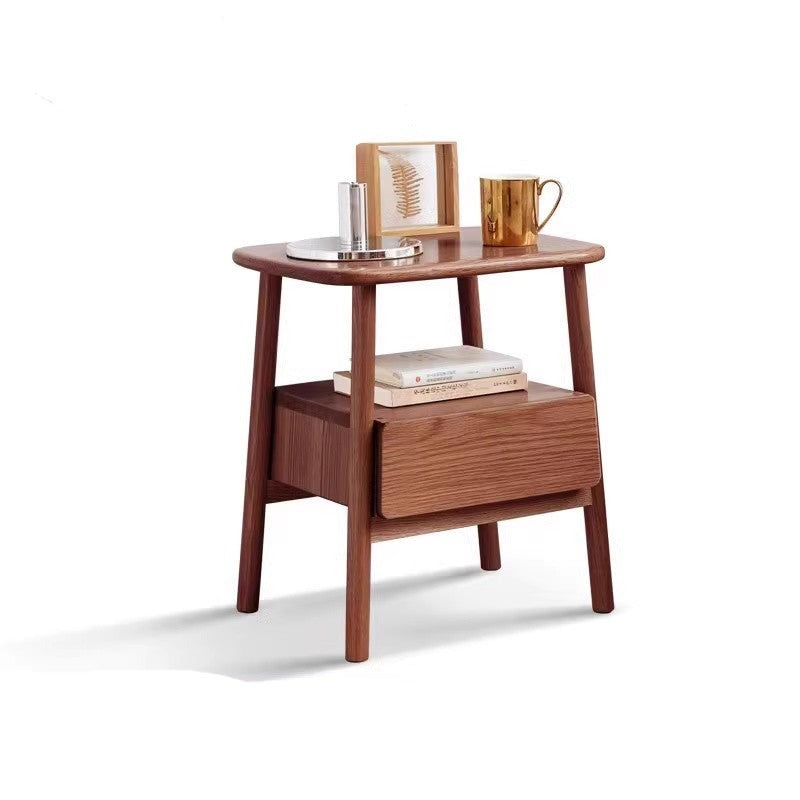 Solid Oak Wood Nightstand with Drawer - Modern Bedside Table for Small Spaces - Perfect for Bedrooms, Living Rooms, and Dorm Rooms