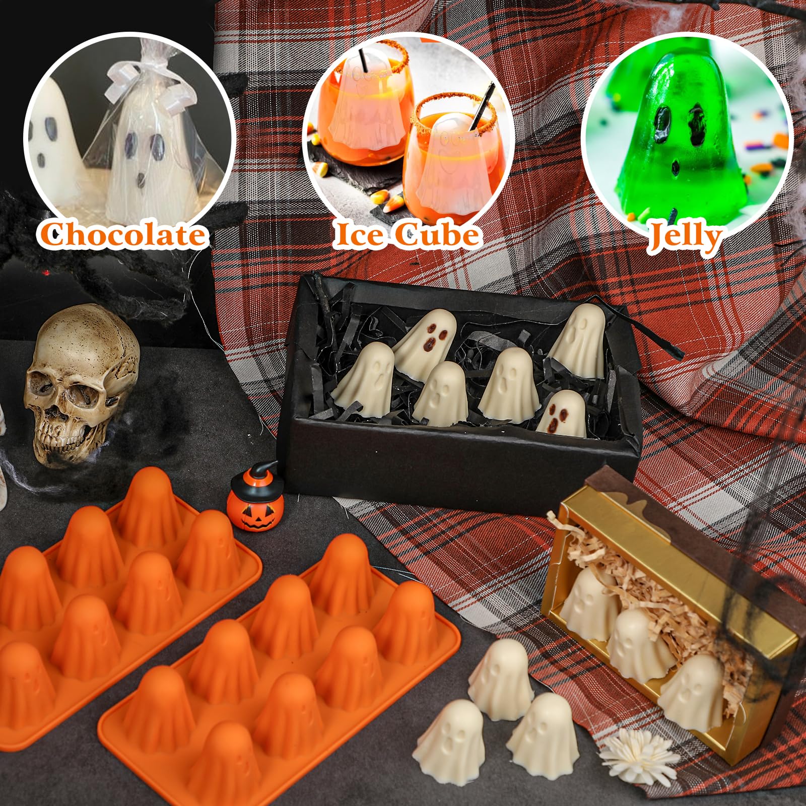 Kamehame Ghost Silicone Mold - 2 Pack Halloween Chocolate Candy Molds for Jelly, Gummy, Crayon & Resin Crafts - Perfect for DIY Treats, Party Favors & Spooky Decorations