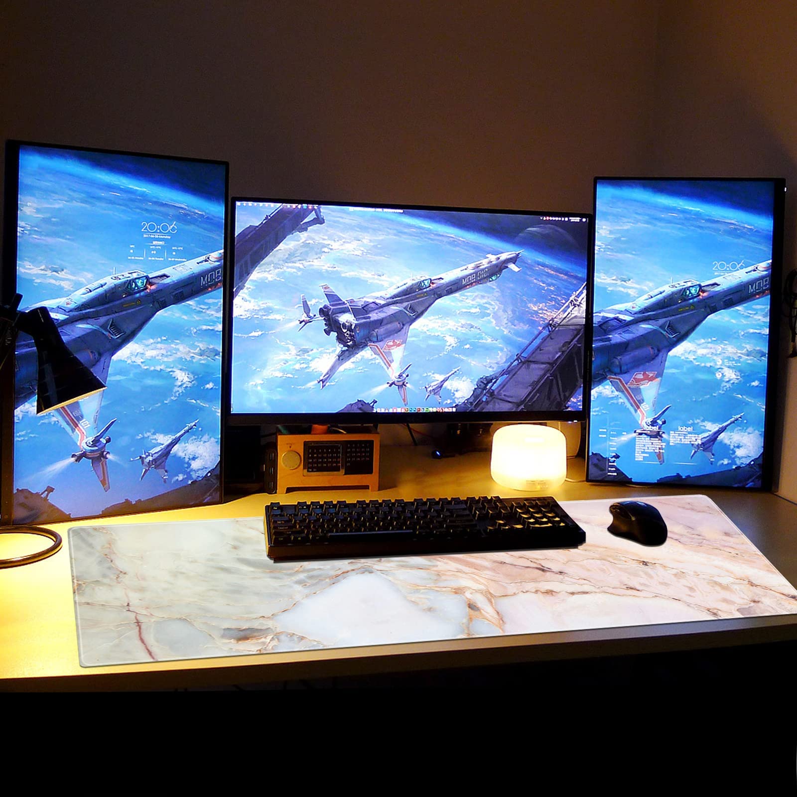 Premium XXL Gaming Mouse Pad - Oversized Extended Pink Marble Keyboard & Mouse Mat (31.5